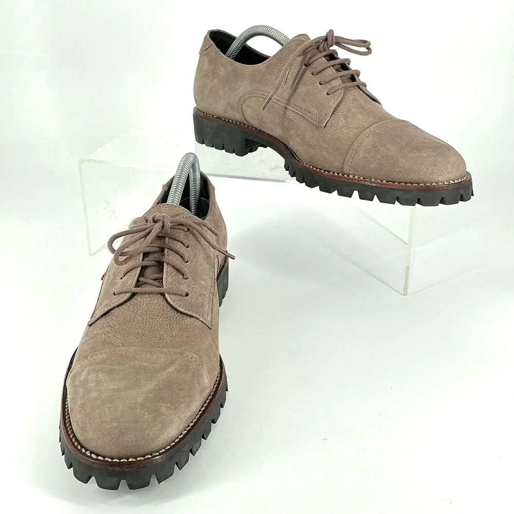 Marc Joseph New York William St 2.0 Mens 9 Taupe Leather Cap‎ Toe Lug Oxfords
